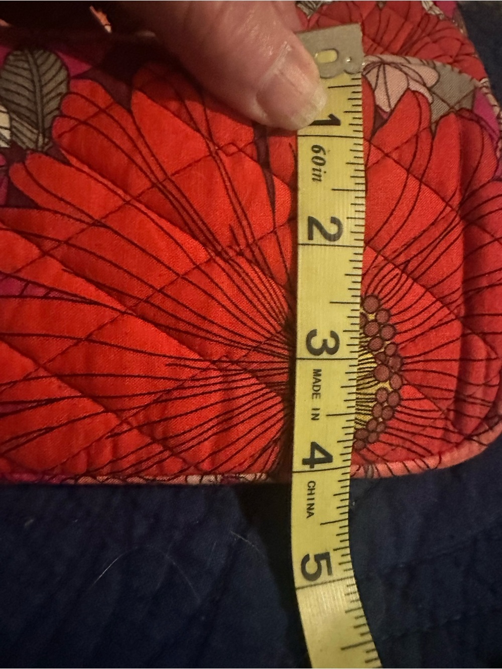 Vera Bradley “Vera” Tote. Floral Quilted Tote Bag in orange, pink, and maroon. - Picture 6 of 7